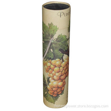 Round Wine Box with Paper Cap/Bottom, Customized Sizes and Logos Welcomed